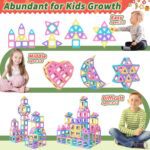 Toddler Girl Toys, Magnetic Tiles 44pcs, Birthday Gifts Ideas for Girls Age 3-5, Magnetic Building Blocks, Magnet STEM Montessori Toddler Kids Christmas Toys Gifts for 3 4 5 6 7 Year Old Girls - Image 9