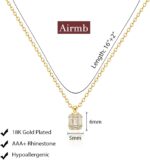 Airmb Gold Dainty Diamond Pendant Necklace for Women Simple 14K Gold Plated Paperclip Choker Necklaces Cute Minimalist Open Oval Necklaces Gold Jewelry for Women Gifts - Image 3