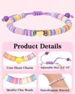 3 4 5 6 7 8 9 10-15 Year Old Girl Birthday Gifts Beaded Bracelets with Happy Birthday Card as Birthday Gift Ideas Heart Bracelets for Girls Kids Toddler Daughter Granddaughter Niece Sister - Image 6
