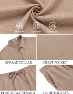 COOFANDY Men's Linen Sets 2 Piece Beach Outfit Casual Short Sleeve Button Down Shirts Loose Pants Summer Vacation Outfits - Image 7