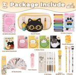 Ulema 58 Pcs Cute Cartoon Cat Stationery Set Cat Lover Gifts Christmas Gifts for Boys Girls with Cat Ballpoint Pen, Gel Pens,for Birthday Gifts,School Office Classroom Supplies. - Image 3