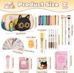 Ulema 58 Pcs Cute Cartoon Cat Stationery Set Cat Lover Gifts Christmas Gifts for Boys Girls with Cat Ballpoint Pen, Gel Pens,for Birthday Gifts,School Office Classroom Supplies. - Image 4