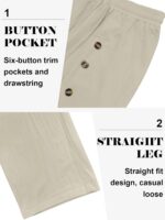 Mens Cotton Linen Pants Casual Summer Vacation Baggy Beach Pants Buttoned Drawstring Yoga Trousers with Pockets - Image 7