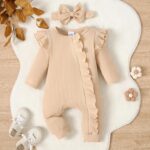 Newborn Baby Girl Romper Zip Ruffle Bodysuit One Piece Jumpsuit Baby Girl Clothes Coming Home Outfits - Image 3