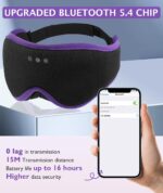 LC-dolida Sleep Mask with Headphones Bluetooth 5.4, 3D Sleeping Headphones for Side Sleepers Bluetooth Sleep Mask Blackout Bluetooth Eye Mask for Sleeping Travel Meditation Men Women - Image 4