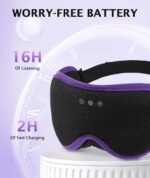 LC-dolida Sleep Mask with Headphones Bluetooth 5.4, 3D Sleeping Headphones for Side Sleepers Bluetooth Sleep Mask Blackout Bluetooth Eye Mask for Sleeping Travel Meditation Men Women - Image 7