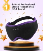 LC-dolida Sleep Mask with Headphones Bluetooth 5.4, 3D Sleeping Headphones for Side Sleepers Bluetooth Sleep Mask Blackout Bluetooth Eye Mask for Sleeping Travel Meditation Men Women - Image 9