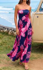 PRETTYGARDEN Sleeveless Floral Summer Maxi Dresses for Women 2026 Tube Top Flowy Long Dress Tropical Beach Vacation Clothes - Image 4