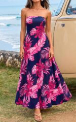 PRETTYGARDEN Sleeveless Floral Summer Maxi Dresses for Women 2026 Tube Top Flowy Long Dress Tropical Beach Vacation Clothes - Image 5