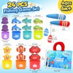 ZOOI Toddler Montessori Toys for 1-3 Year Old, 24PCS Cloth Fishing Game with Stacking Cups for Hand-Brain Coordination, Sensory Baby Toys 6-12 Months, 1-3 Year Old Girl Boy Birthday Gifts - Image 3