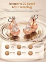 JewelPods C01 Pro Open Ear Headphones,Clip-on Earbuds Wireless Bluetooth with Crystal, Secure, Lightweight, Premium Audio-Water Resistant-Up to 72 hrs Play, Leather Charging Case,Gift for Her - Image 8