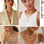 MJartoria Layered Necklaces for Women Trendy Retro Mother of Pearl Coin Letter Pendant Necklace Dainty Chunky Chain Choker Necklaces for Jewelry Birthday Gifts - Image 3