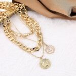 MJartoria Layered Necklaces for Women Trendy Retro Mother of Pearl Coin Letter Pendant Necklace Dainty Chunky Chain Choker Necklaces for Jewelry Birthday Gifts - Image 5