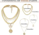 MJartoria Layered Necklaces for Women Trendy Retro Mother of Pearl Coin Letter Pendant Necklace Dainty Chunky Chain Choker Necklaces for Jewelry Birthday Gifts - Image 6
