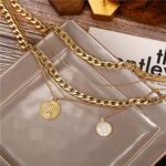 MJartoria Layered Necklaces for Women Trendy Retro Mother of Pearl Coin Letter Pendant Necklace Dainty Chunky Chain Choker Necklaces for Jewelry Birthday Gifts - Image 9