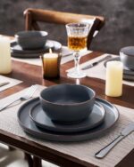 Famiware Mercury Plates and Bowls Sets, 12 Pieces Stoneware Dinnerware Sets, Dishes Set for 4, Microwave and Dishwasher Safe, Multi-color - Image 4