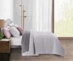 CHIXIN Quilt Queen Size - Geometric Pattern Bedspread Coverlet Set - Modern & Contemporary Style Bedding Cover, Ultrasonic Quilting, Reversible, Lightweight, 4 Piece, Light Grey - Image 4