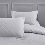 CHIXIN Quilt Queen Size - Geometric Pattern Bedspread Coverlet Set - Modern & Contemporary Style Bedding Cover, Ultrasonic Quilting, Reversible, Lightweight, 4 Piece, Light Grey - Image 5