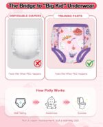 MooMoo Baby Cotton Potty Training Underwear 4 Packs Absorbent Reusable Training Pants for Girls 5T - Image 4