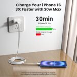 Fast Charger for iPhone 17 16 15，2 Pack 60W USBC to USBC Cable Cord with 20W Apple iPad USB C Wall Chrager Type-c Block (White, 6ft) - Image 3