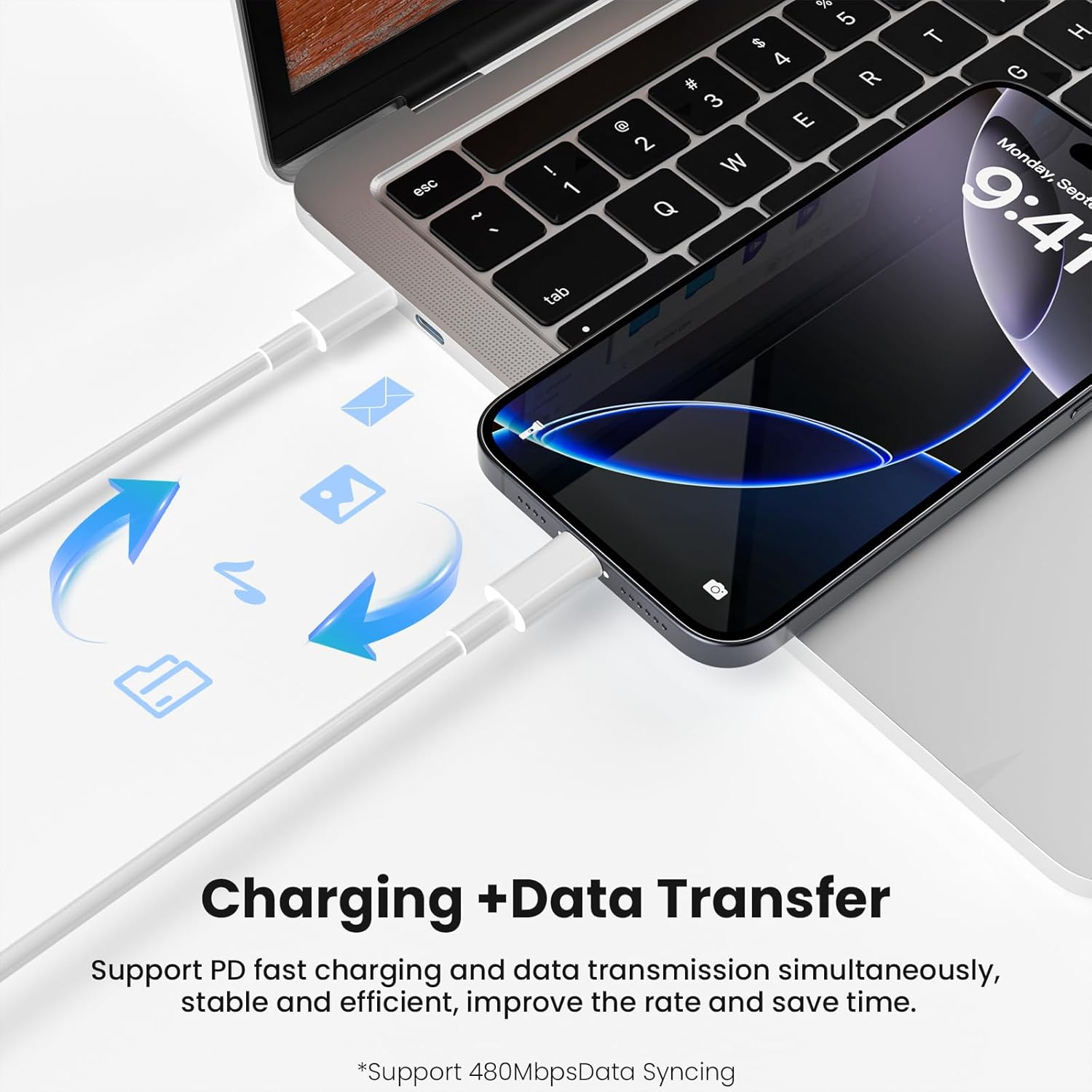 Fast Charger for iPhone 17 16 15，2 Pack 60W USBC to USBC Cable Cord with 20W Apple iPad USB C Wall Chrager Type-c Block (White, 6ft) - Image 8