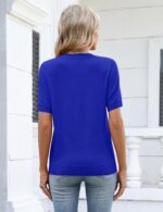 Rapbin Womens Short Sleeve Sweater Summer V Neck Tops Casual Knit Shirts Lightweight Pullover Top - Image 6