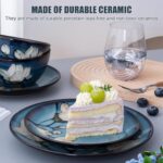 Dinnerware Set Blue Stoneware 12 Pieces Service for 4, Stoneware Plates and Bowls Set Stoneware Set, Dishwasher Microwave Safe Dishes set - Image 4