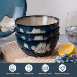 Dinnerware Set Blue Stoneware 12 Pieces Service for 4, Stoneware Plates and Bowls Set Stoneware Set, Dishwasher Microwave Safe Dishes set - Image 5