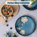 Dinnerware Set Blue Stoneware 12 Pieces Service for 4, Stoneware Plates and Bowls Set Stoneware Set, Dishwasher Microwave Safe Dishes set - Image 6