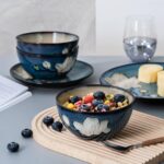 Dinnerware Set Blue Stoneware 12 Pieces Service for 4, Stoneware Plates and Bowls Set Stoneware Set, Dishwasher Microwave Safe Dishes set - Image 7