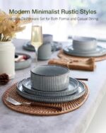 Famiware Star 12-Piece Stoneware Dinnerware Sets for 4, Reactive Glaze Plates and Bowls, Modern Rustic Dishes for Everyday & Formal Use, Chip/Scratch Resistant, Microwave/Dishwasher Safe, Smoky Blue - Image 3