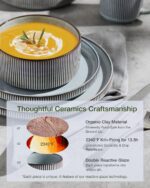 Famiware Star 12-Piece Stoneware Dinnerware Sets for 4, Reactive Glaze Plates and Bowls, Modern Rustic Dishes for Everyday & Formal Use, Chip/Scratch Resistant, Microwave/Dishwasher Safe, Smoky Blue - Image 6