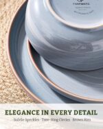 Famiware Meteor Plates and Bowls Sets for 4, 12 Pieces Dinnerware Sets, Microwave and Dishwasher Safe Dishes Set, Blue Gray - Image 5