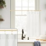 Lino Rosa Pinch Pleat Cafe Curtains for Bathroom Window, White Total Privacy Non Blackout Modern Custom Small Half Tier Curtain for Shower Window, 24 Inch Length - Image 5