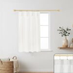Lino Rosa Pinch Pleat Cafe Curtains for Bathroom Window, White Total Privacy Non Blackout Modern Custom Small Half Tier Curtain for Shower Window, 24 Inch Length - Image 9