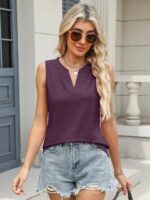 TICTICMIMI Women's V Neck Sleeveless Tops Casual Summer Tank Tops Solid Color Basic Tees - Image 3