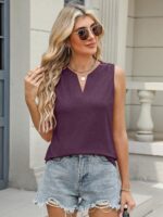 TICTICMIMI Women's V Neck Sleeveless Tops Casual Summer Tank Tops Solid Color Basic Tees - Image 4