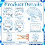 102 Pcs Blue Snowflake Baby Shower Game Supplies for Boy or Girls, 5 Set Included 1 Diaper Raffle Box 50 Activity Cards 1 Don't Say Baby Sign 50 Clothespin for Baby Shower Gender Reveal - Image 4