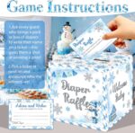 102 Pcs Blue Snowflake Baby Shower Game Supplies for Boy or Girls, 5 Set Included 1 Diaper Raffle Box 50 Activity Cards 1 Don't Say Baby Sign 50 Clothespin for Baby Shower Gender Reveal - Image 7