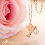 555Jewelry Stainless Steel Sparkly Dove & Peace Charm Necklace for Women & Ladies - Image 4