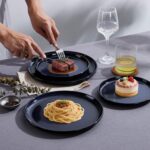 LIANYU Ceramic Plates and Bowls for 4, 12 Piece Modern Porcelain Dinnerware Dishes Sets, Chip and Scratch Resistant Dishware Set, Dishwasher & Microwave Safe Stoneware Set, Midnight Blue - Image 4