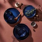 LIANYU Ceramic Plates and Bowls for 4, 12 Piece Modern Porcelain Dinnerware Dishes Sets, Chip and Scratch Resistant Dishware Set, Dishwasher & Microwave Safe Stoneware Set, Midnight Blue - Image 5