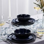 LIANYU Ceramic Plates and Bowls for 4, 12 Piece Modern Porcelain Dinnerware Dishes Sets, Chip and Scratch Resistant Dishware Set, Dishwasher & Microwave Safe Stoneware Set, Midnight Blue - Image 6