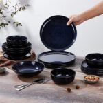 LIANYU Ceramic Plates and Bowls for 4, 12 Piece Modern Porcelain Dinnerware Dishes Sets, Chip and Scratch Resistant Dishware Set, Dishwasher & Microwave Safe Stoneware Set, Midnight Blue - Image 7