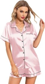 Leikar Silk Pajamas For Women Button Down Pajamas Satin PJ Set Soft Sleepwear - Image 3