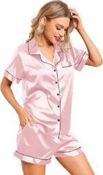 Leikar Silk Pajamas For Women Button Down Pajamas Satin PJ Set Soft Sleepwear - Image 4