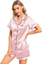 Leikar Silk Pajamas For Women Button Down Pajamas Satin PJ Set Soft Sleepwear - Image 5