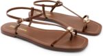 DREAM PAIRS Women's Strappy Flat Sandals for Women Comfortable Open Square Toe Sandals Dressy Beach Thong Cute Wedding Summer Ankle Strap Sandals - Image 6