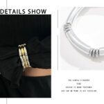 Silver Bracelet for Women 3pcs Set Gold Chunky Bracelets for Men Layered Curved Bamboo Tube Bracelet Stretch Bangle - Image 5