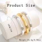 Silver Bracelet for Women 3pcs Set Gold Chunky Bracelets for Men Layered Curved Bamboo Tube Bracelet Stretch Bangle - Image 7